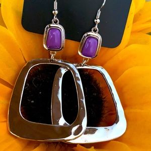 Silver fish hooks with purple beads